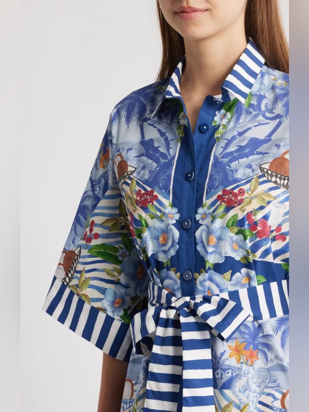 FARM Rio Fresh Table Scarf Cotton Shirtdress Size L - Picture 4 of 9